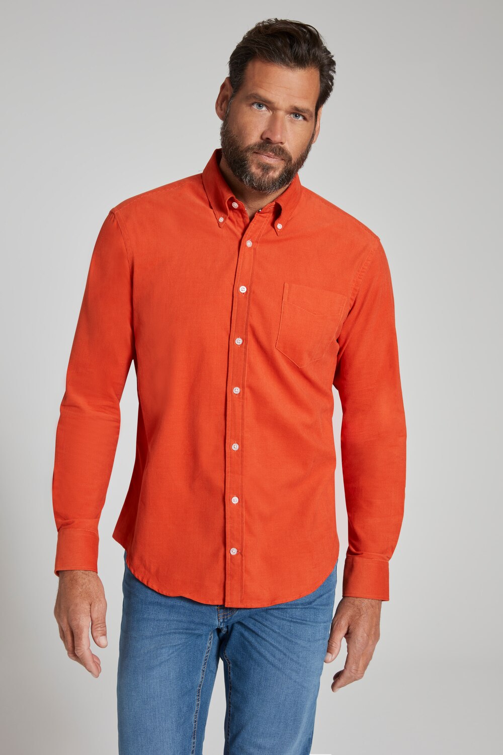 Grote Maten corduroy overhemd, Heren, oranje, Maat: XLT, Katoen, JP1880