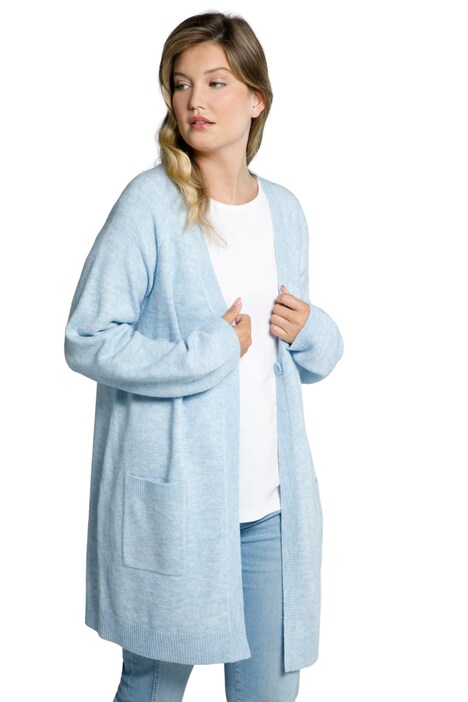 Rozepínací svetr, výstřih do V, A střih, knoflíky