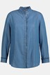 Lyocell-Bluse, Jeansoptik, Stehkragen, Langarm, Rüschen