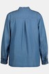 Lyocell-Bluse, Jeansoptik, Stehkragen, Langarm, Rüschen