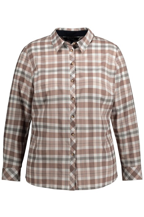 Halenka, kostkovaný vzor, detaily v barvě, dlouhé rukávy