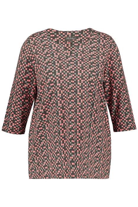 Tričko, vzorované, A střih, tunikový výstřih, 3/4 rukávy