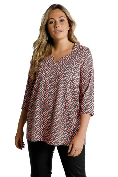 Tričko, vzorované, A střih, tunikový výstřih, 3/4 rukávy