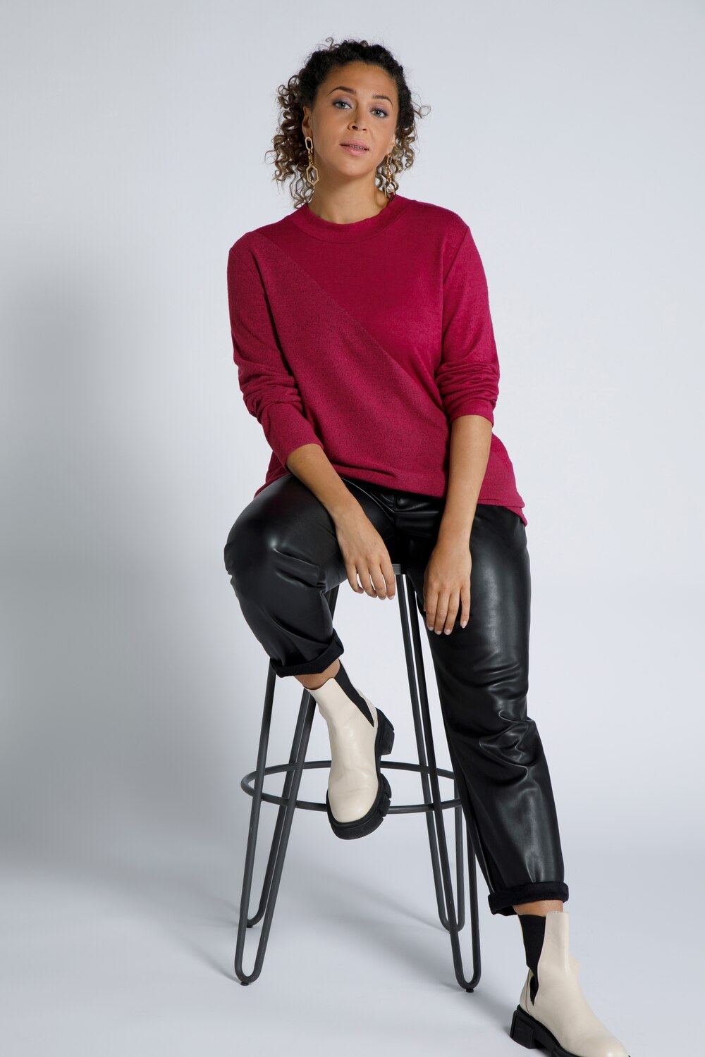 Grote Maten sweater, Dames, roze, Maat: 62/64, Polyester/Viscose, Ulla Popken Grote Maten sweater, Dames, roze, Maat: 62/64, Polyester/Viscose, Ulla Popken
