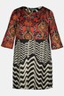 Patch Print Round Neck Tunic Blouse