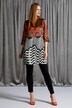 Patch Print Round Neck Tunic Blouse