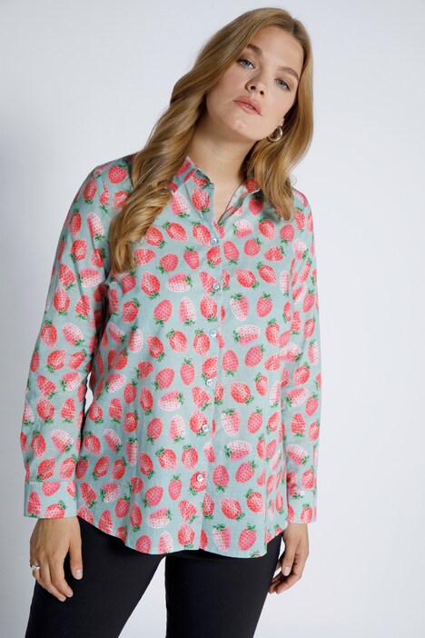 Strawberry Print Button Front Blouse | all Blouses | Blouses