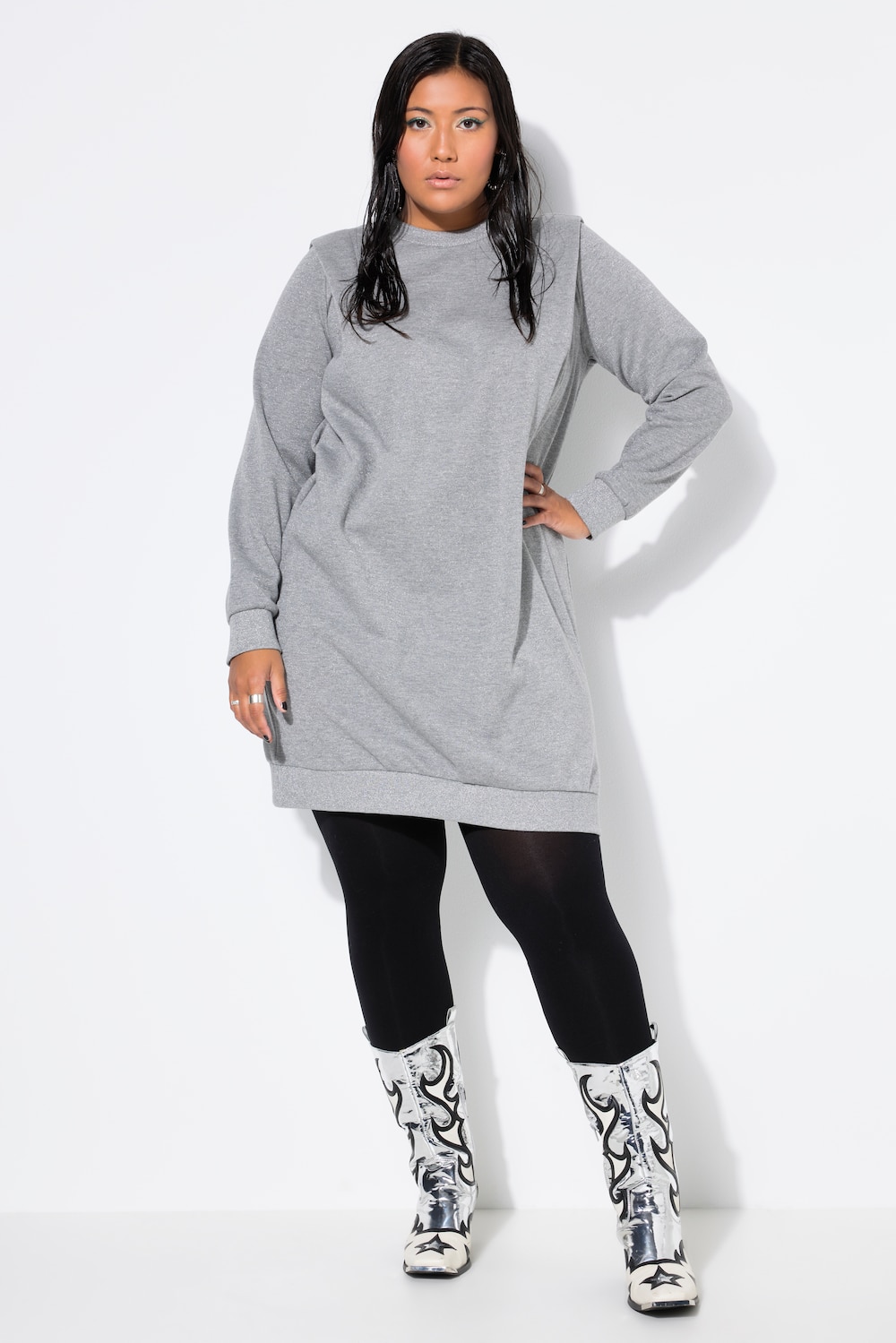 Sweatkleid, oversized, betonte Schultern