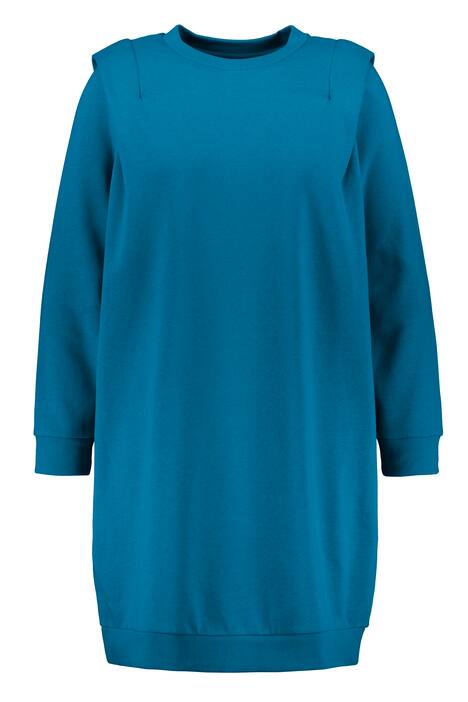 Teplákové šaty, oversize, kulatý výstřih, sklady na ramenou, dlouhé rukávy