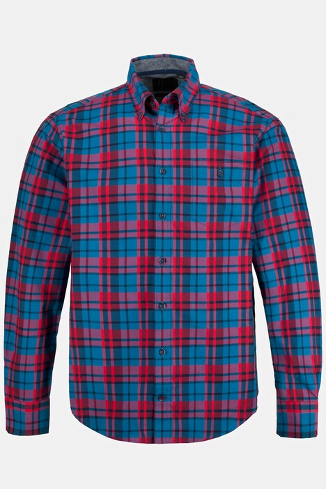 rutig skjorta, lång ärm, buttondownkrage, modern fit, upp till 8 XL