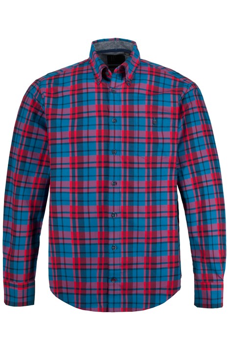 Kostkovaná košile, dlouhé rukávy, límec s knoflíky, Modern střih, do 8XL