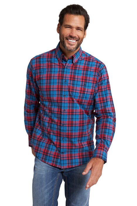 Kostkovaná košile, dlouhé rukávy, límec s knoflíky, Modern střih, do 8XL