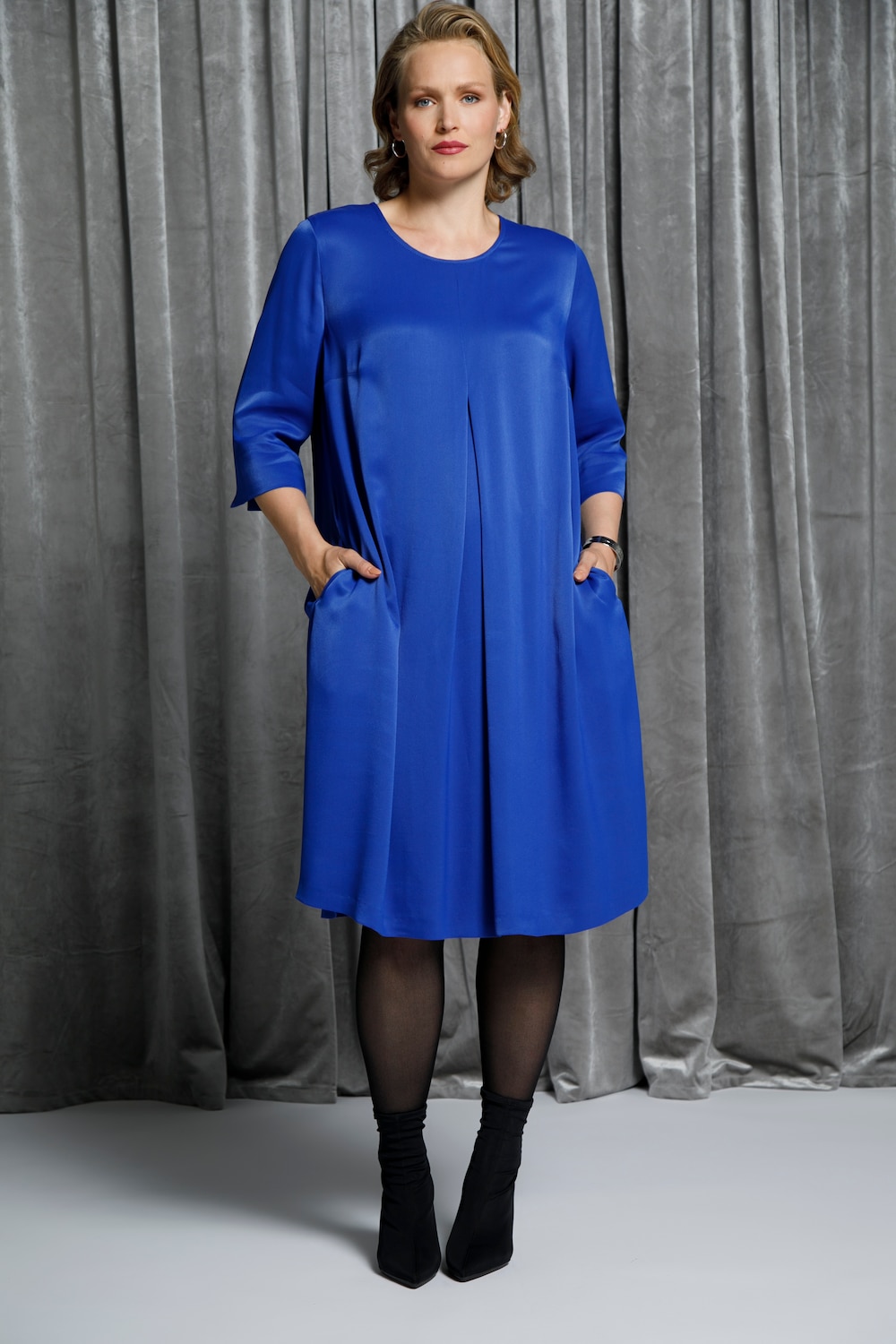 Grote Maten midi jurk, Dames, blauw, Maat: 60, Viscose, Ulla Popken