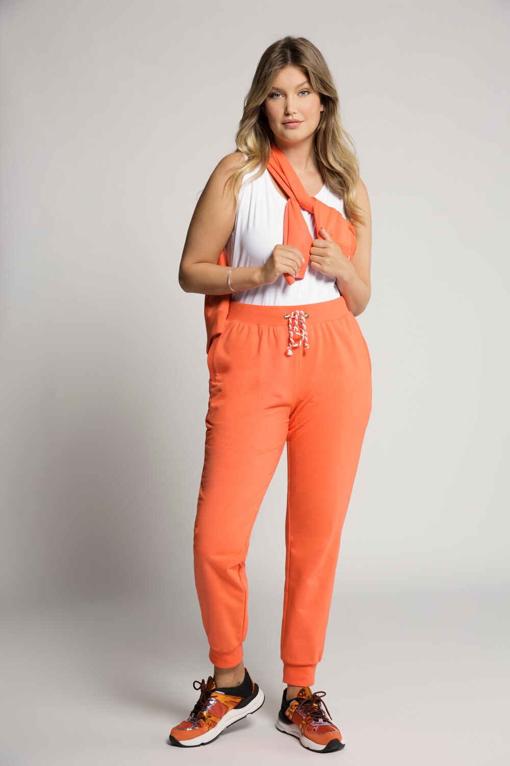 Grote Maten basic sweatbroek, Dames, oranje, Maat: 50/52, Katoen/Polyester, Ulla Popken Grote Maten basic sweatbroek, Dames, oranje, Maat: 50/52, Katoen/Polyester, Ulla Popken