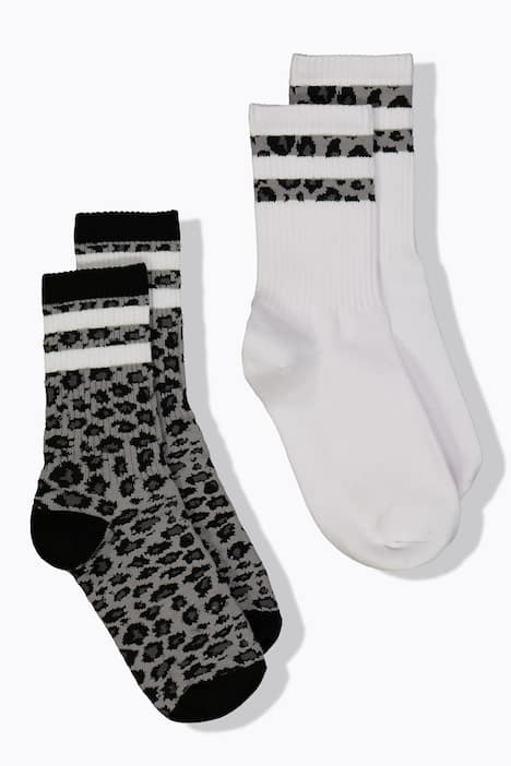 Statement Socken, Doppelpack, gerippt, Leo