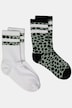 Skarpety z napisem, prążkowane, wzór w panterkę, dwupak