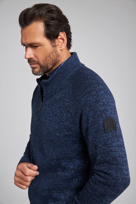 Stickad kofta, twotone-stickad, ståkrage, upp till 8 XL