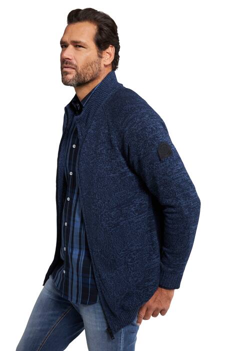 Rozepínací svetr, dvoutónový úplet, stojáček, do 8XL