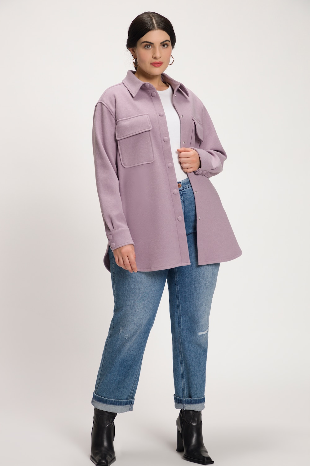 grandes tailles veste chemisier, femmes, violet, taille: 56/58, polyester/viscose, ulla popken