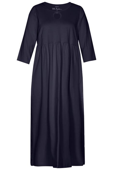 Maxi šaty, výstřih s rozparkem, princesový šev, 3/4 rukávy