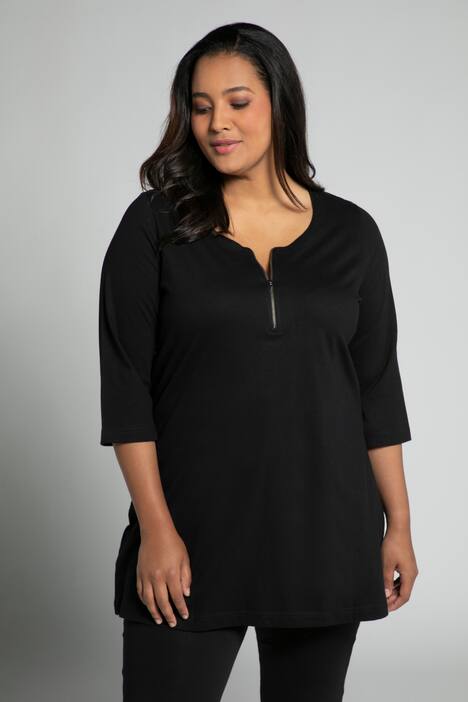 Długi T-shirt z suwakiem