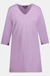 Camiseta larga, costuras princesa, cuello en V, mangas 3/4