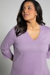 Camiseta larga, costuras princesa, cuello en V, mangas 3/4