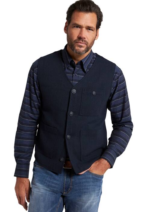 Vesta, vzor rybí kosti, výstřih do V, kapsy