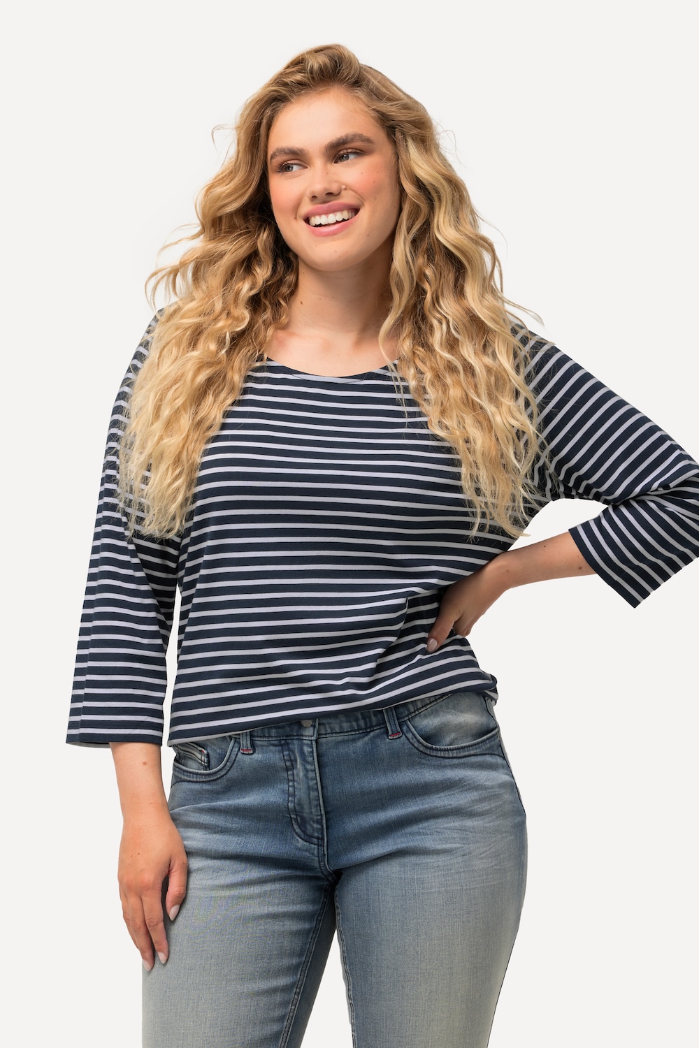 Grote Maten shirt, Dames, blauw, Maat: 42/44, Katoen/Synthetische vezels, Ulla Popken