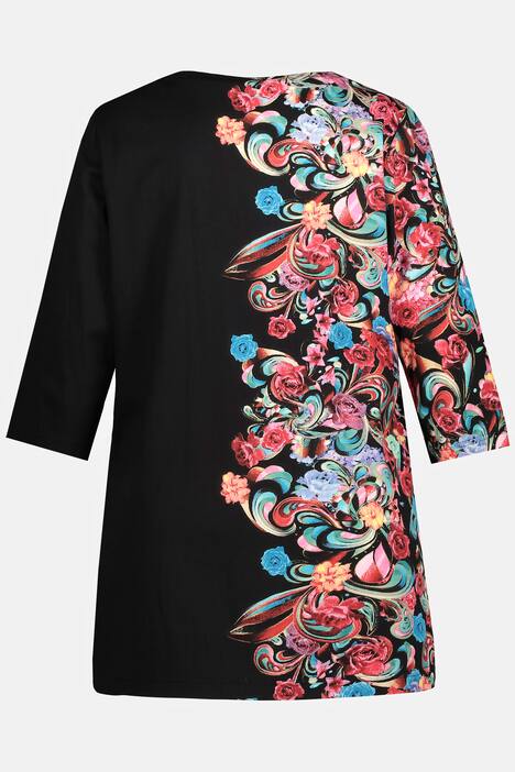 lång topp, rosor, fyrkantig urringning, trekvartsärm