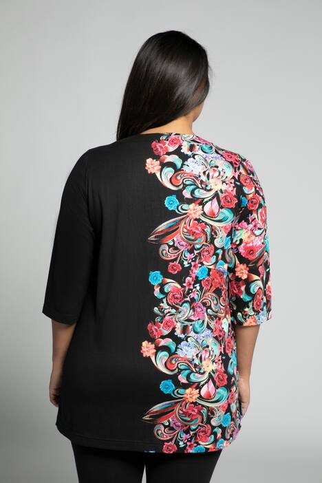 lång topp, rosor, fyrkantig urringning, trekvartsärm