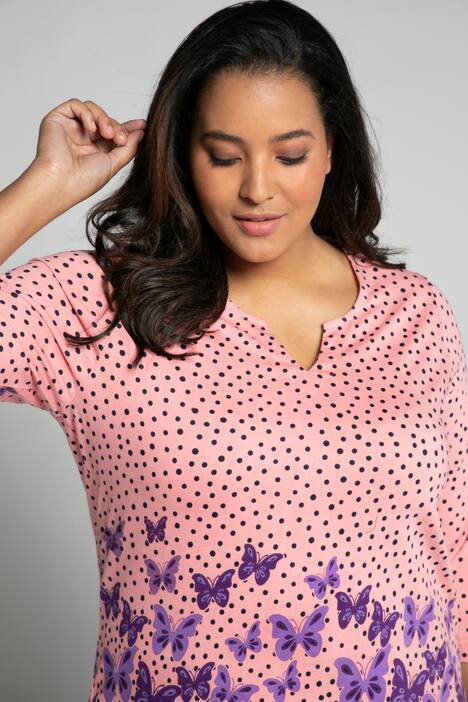Longshirt, Schmetterling, Tunika-Ausschnitt, 3/4-Arm