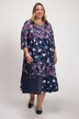 Navy Floral Two Print Knit Empire Dress