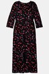 Vestido maxi, lunares, cuello redondo, mangas 3/4