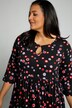 Vestido maxi, lunares, cuello redondo, mangas 3/4