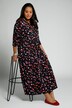 Vestido maxi, lunares, cuello redondo, mangas 3/4