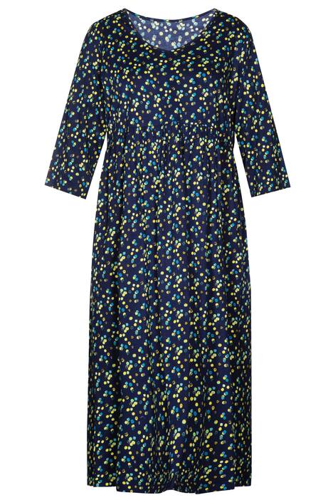 Maxi šaty, puntíky, výstřih do V, 3/4 rukávy