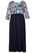 Maxi šaty, nahoře květy, jednobarevná sukně, kulatý výstřih, 3/4 rukávy