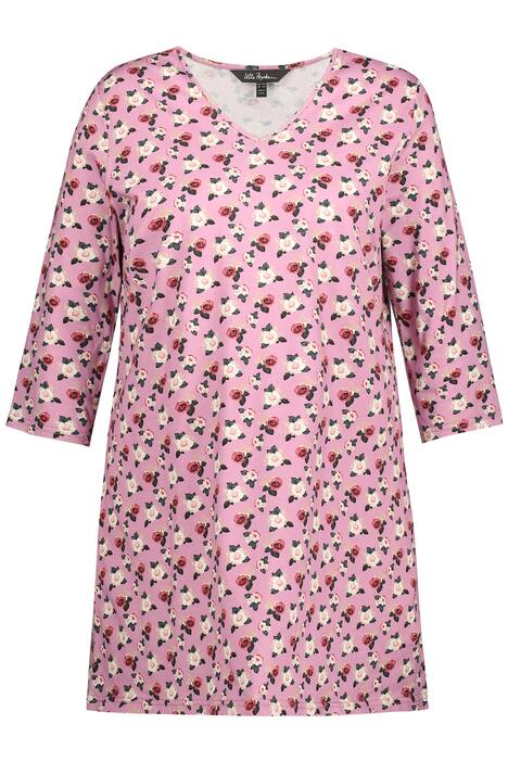 Dlouhé tričko, růže, výstřih do V, 3/4 rukávy