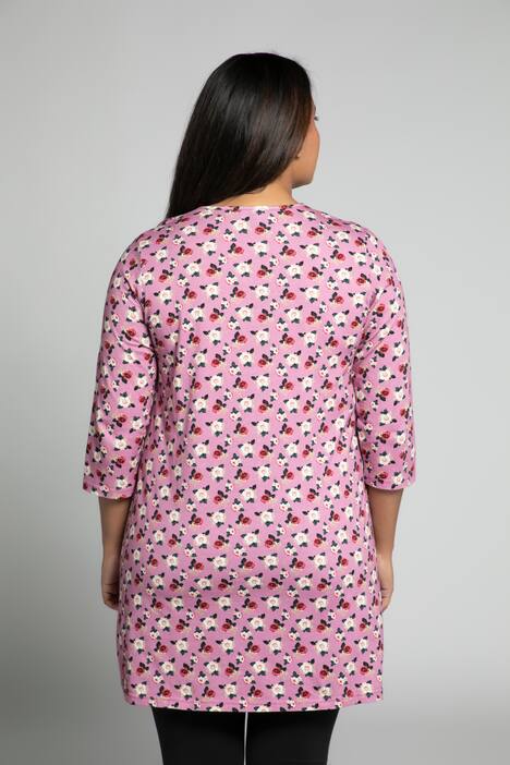 Longshirt, Rosen, V-Ausschnitt, 3/4-Arm