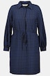 Mini Kleid, A-Line, Hemdkragen, Langarm, Karo Muster