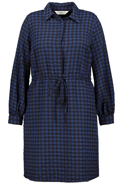 Kostkované šaty, A střih, límeček, dlouhé rukávy