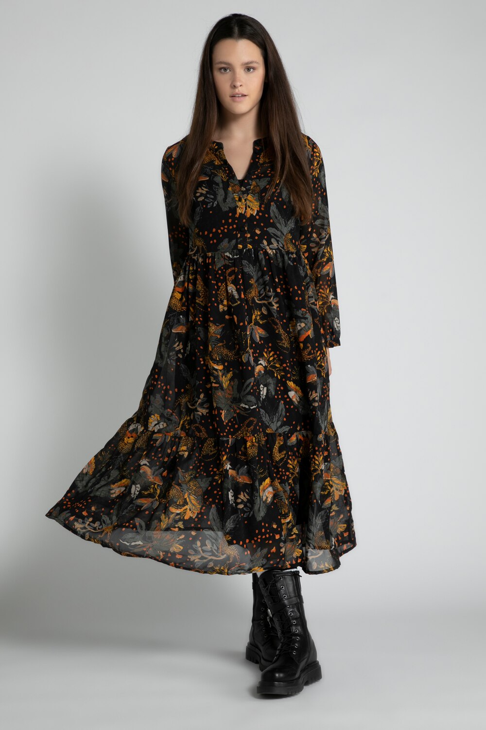Grote Maten maxi jurk, Dames, zwart, Maat: 46/48, Polyester, Studio Untold