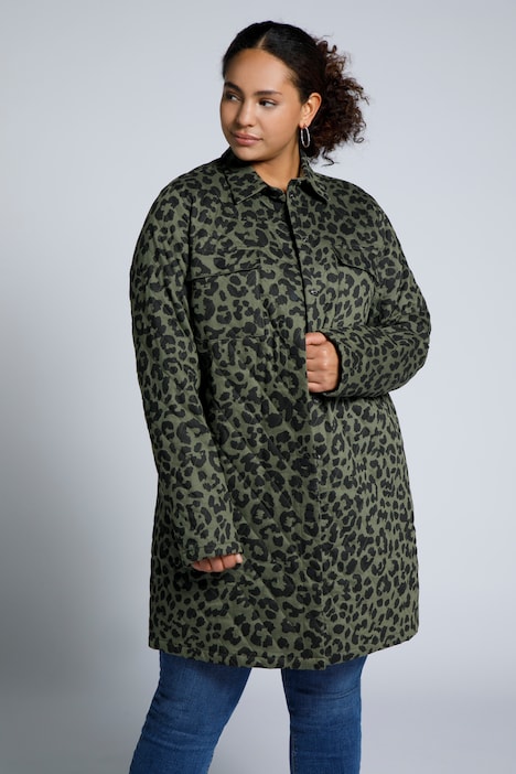 wereld per ongeluk haat gewatteerde jas, straight fit, lange mouwen, luipaardprint | Jassen
