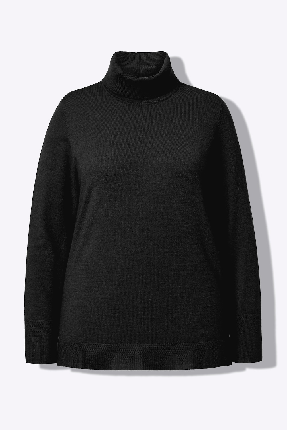 Stora storlekar Polotröja med breda, Dam, svart, storlek: 54/56, Viskos/Polyester/Syntetfibrer, Ulla Popken