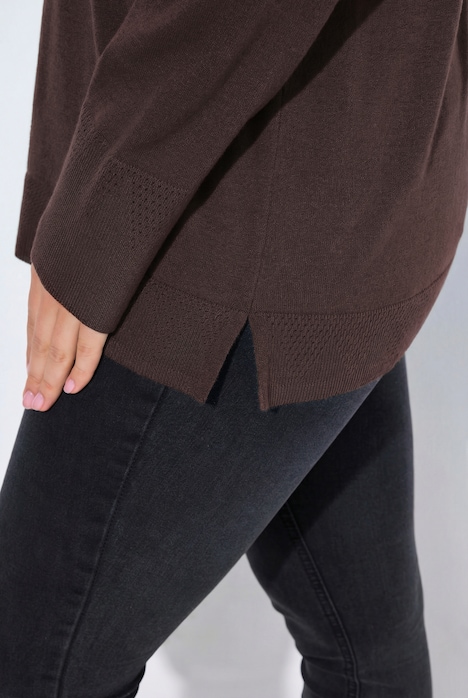 Rollkragenpullover, breite Rippbündchen, Langarm