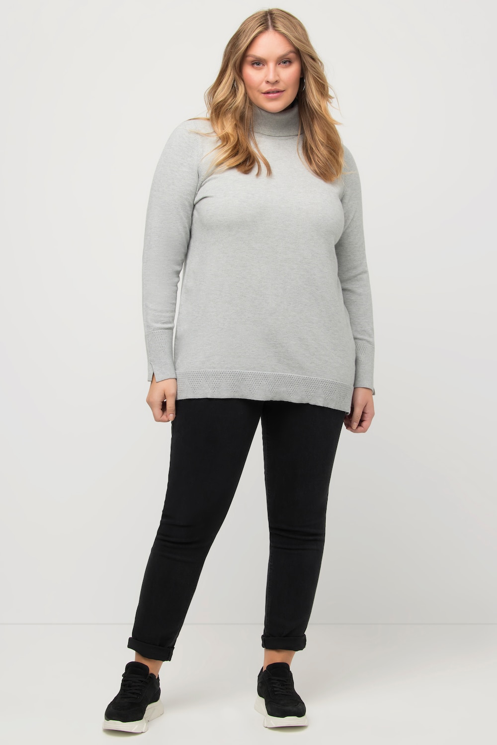 Grote Maten colpullover, Dames, grijs, Maat: 54/56, Viscose/Polyester/Synthetische vezels, Ulla Popken