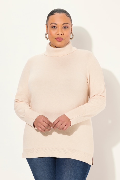 Turtleneck Ribbed Trim Long Sleeve Sweater