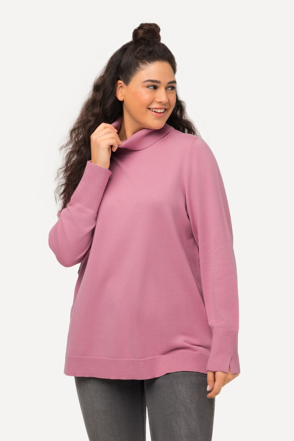 Grote Maten colpullover, Dames, roze, Maat: 62/64, Viscose/Polyester/Synthetische vezels, Ulla Popken