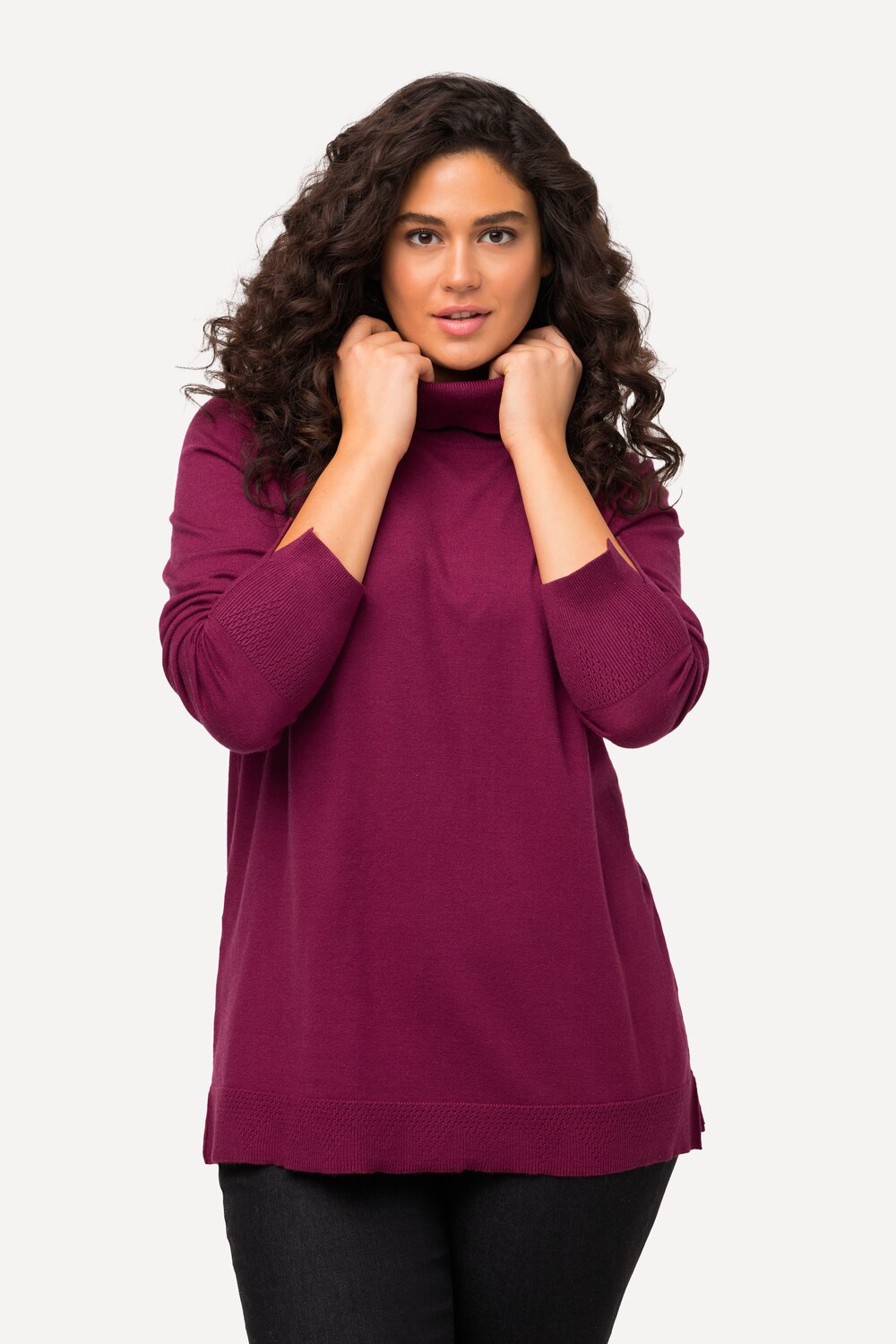 Grote Maten colpullover, Dames, rood, Maat: 62/64, Viscose/Polyester/Synthetische vezels, Ulla Popken